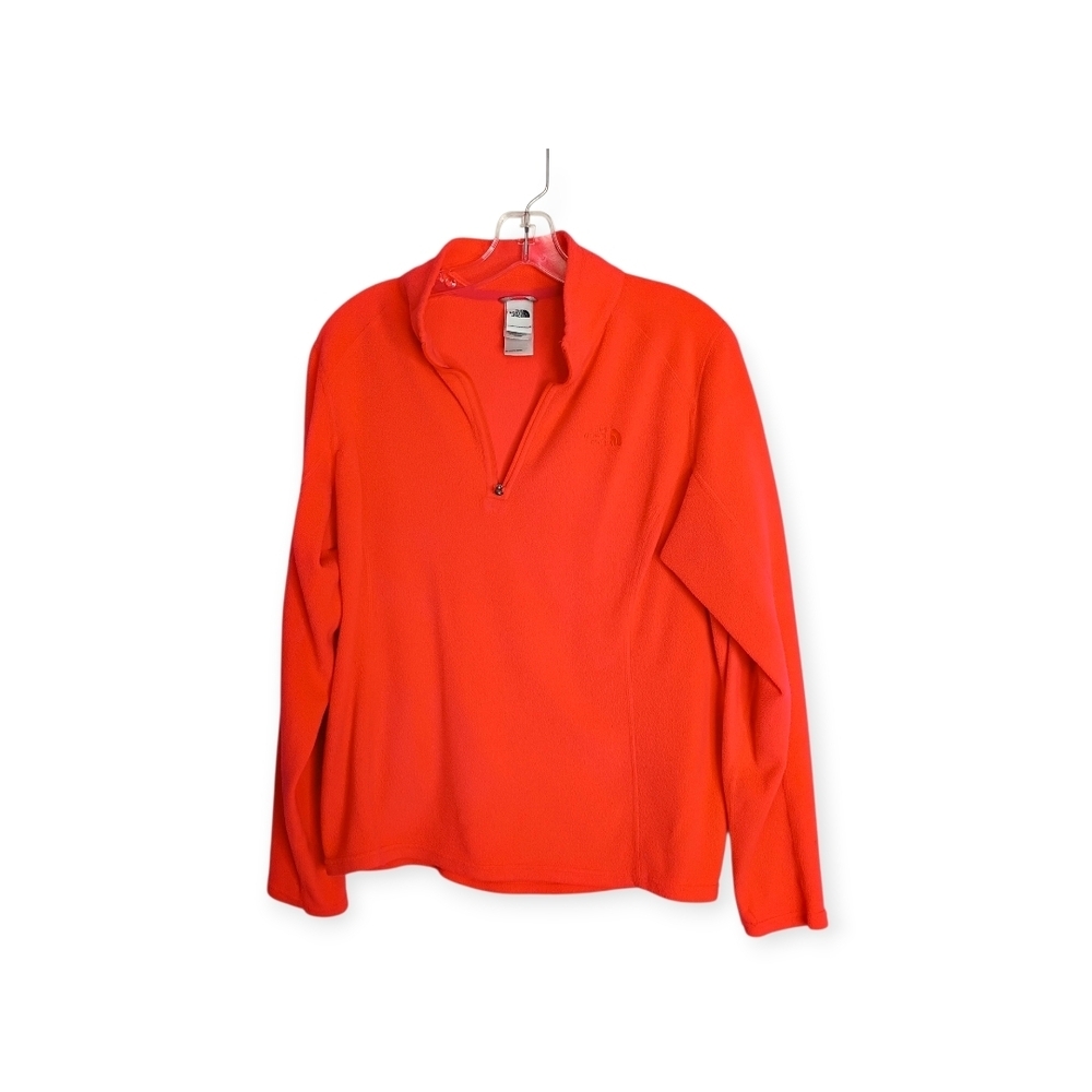 North Face -Bright Coral Quarter-Zip Fleece Pullover Sz Large